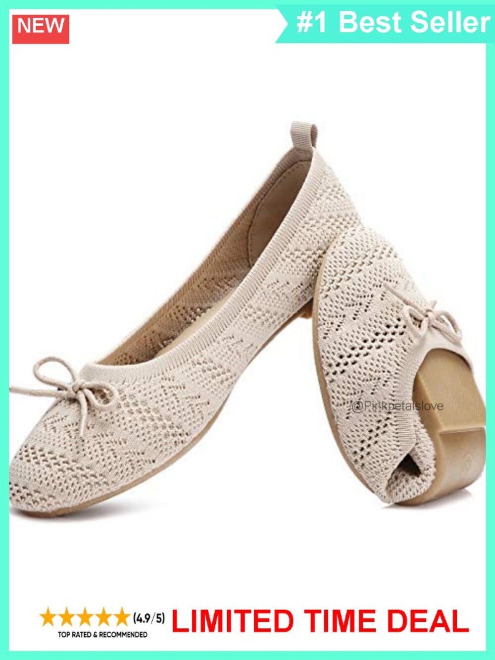 Crochet Lace Mesh Ballet Flats with Bowknot Slip On Casual Shoes
